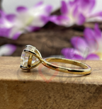 3ct heart cut colorless moissanite solitaire engagement ring in 14K yellow gold — 4-prong handcrafted fine jewelry
