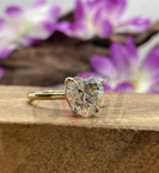 3ct heart cut colorless moissanite solitaire engagement ring in 14K yellow gold — 4-prong handcrafted fine jewelry