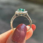 Dutch Marquise Cut Moissanite Engagement Ring, 2.00 CT Dark Green Marquise Halo Wedding Ring, Halo Baguette & Round, Pave Set Proposal Ring