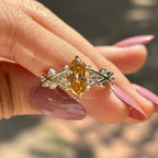 Champagne Dutch Marquise Moissanite Engagement Ring, 2.00 CT Marquise Cut Wedding Ring, Accent Bridal Ring, Proposal Ring, Twig Shank Ring