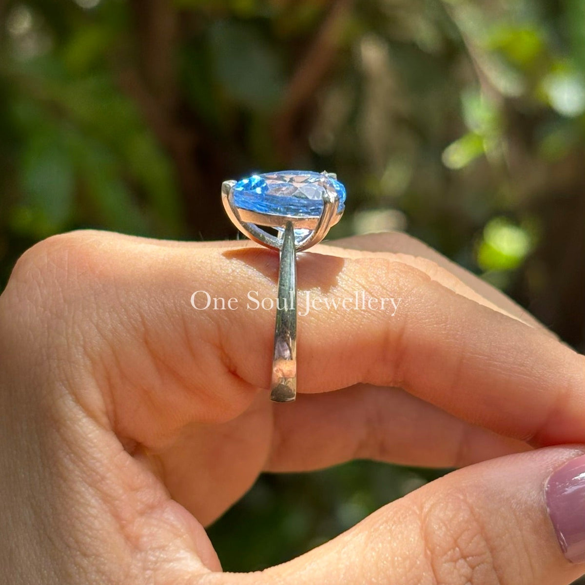 Solitaire Pear Cut Aquamarine Ring, Wedding Ring, Proposal Ring, 10K White Gold Wedding Ring, March Birthstone Ring, Anniversary Ring Gift