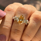 Champagne Dutch Marquise Moissanite Engagement Ring, 2.00 CT Marquise Cut Wedding Ring, Accent Bridal Ring, Proposal Ring, Twig Shank Ring