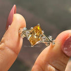 Champagne Dutch Marquise Moissanite Engagement Ring, 2.00 CT Marquise Cut Wedding Ring, Accent Bridal Ring, Proposal Ring, Twig Shank Ring