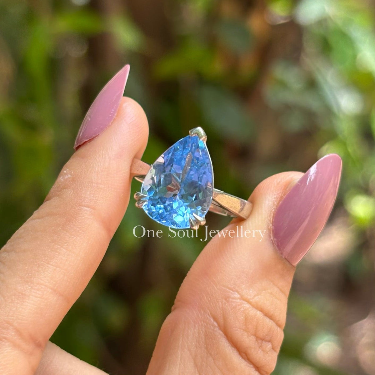 Solitaire Pear Cut Aquamarine Ring, Wedding Ring, Proposal Ring, 10K White Gold Wedding Ring, March Birthstone Ring, Anniversary Ring Gift