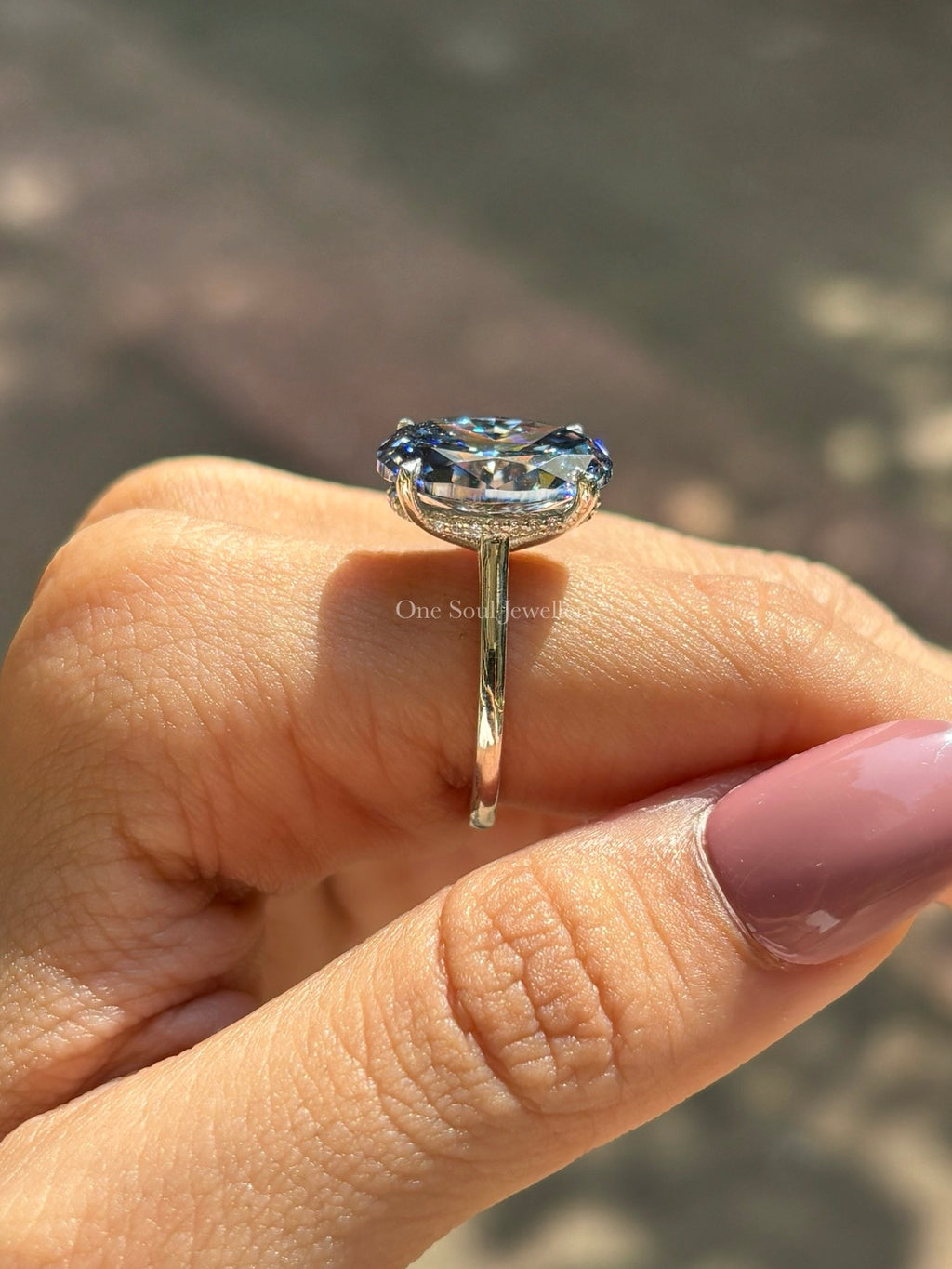 6.50 CT Dark Gray Oval Moissanite Engagement Ring, Oval Cut Wedding Ring, Proposal Ring, Hidden Halo Ring