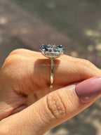 6.50 CT Dark Gray Oval Moissanite Engagement Ring, Oval Cut Wedding Ring, Proposal Ring, Hidden Halo Ring