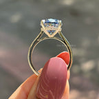6.50 CT Dark Gray Oval Moissanite Engagement Ring, Oval Cut Wedding Ring, Proposal Ring, Solitaire Ring, Claw Prong, Hidden Halo Ring