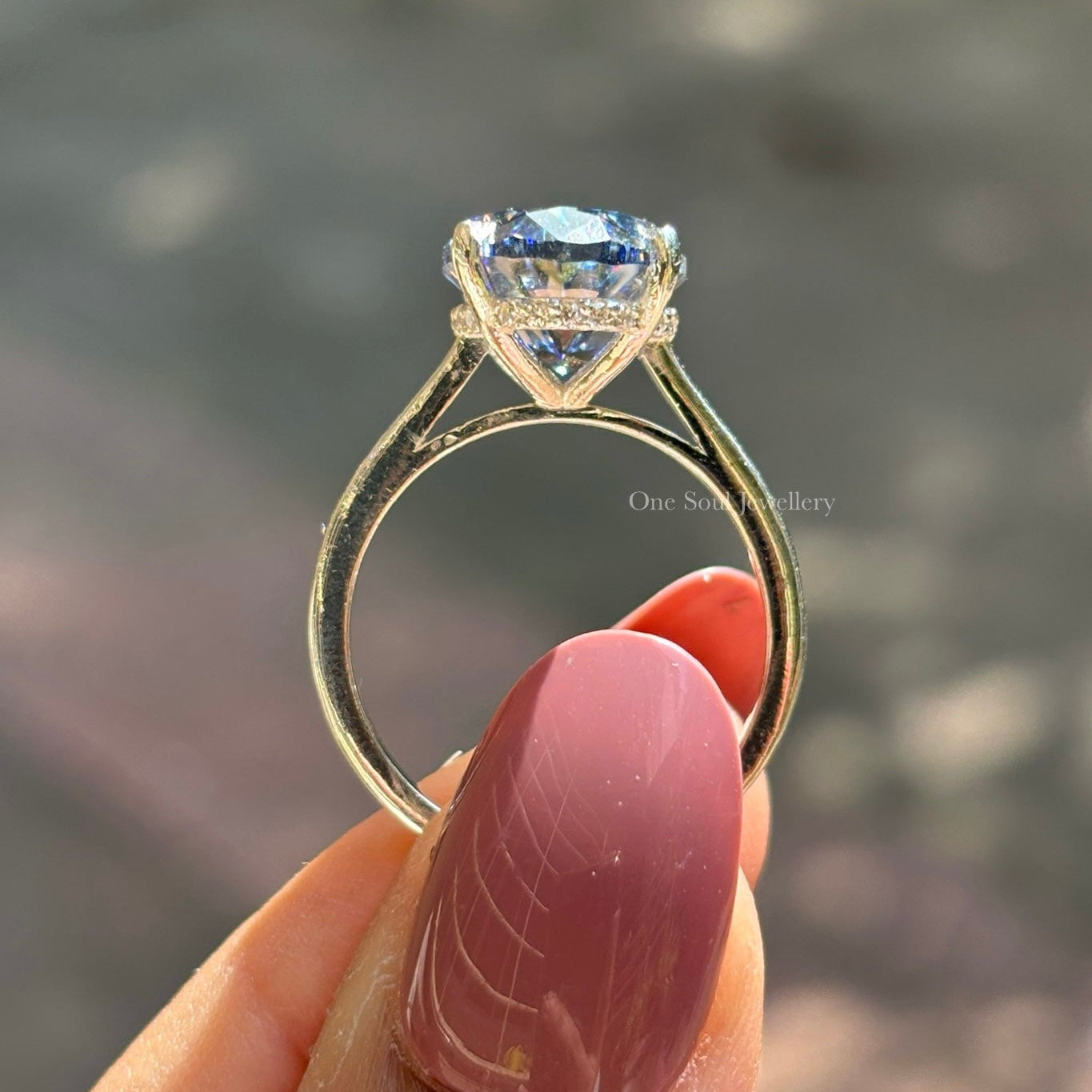 6.50 CT Dark Gray Oval Moissanite Engagement Ring, Oval Cut Wedding Ring, Proposal Ring, Solitaire Ring, Claw Prong, Hidden Halo Ring