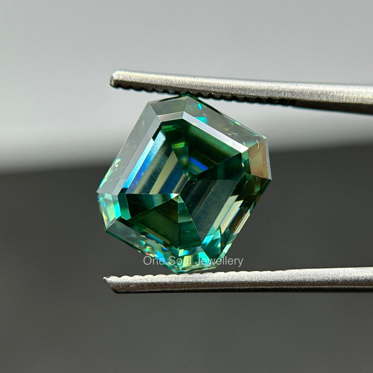 6.50 CT Emerald Cut Greenish Blue Loose Moissanite for Best Engagement Ring, Excellent Cut Handcrafted Moissanite, Fancy Green Stone