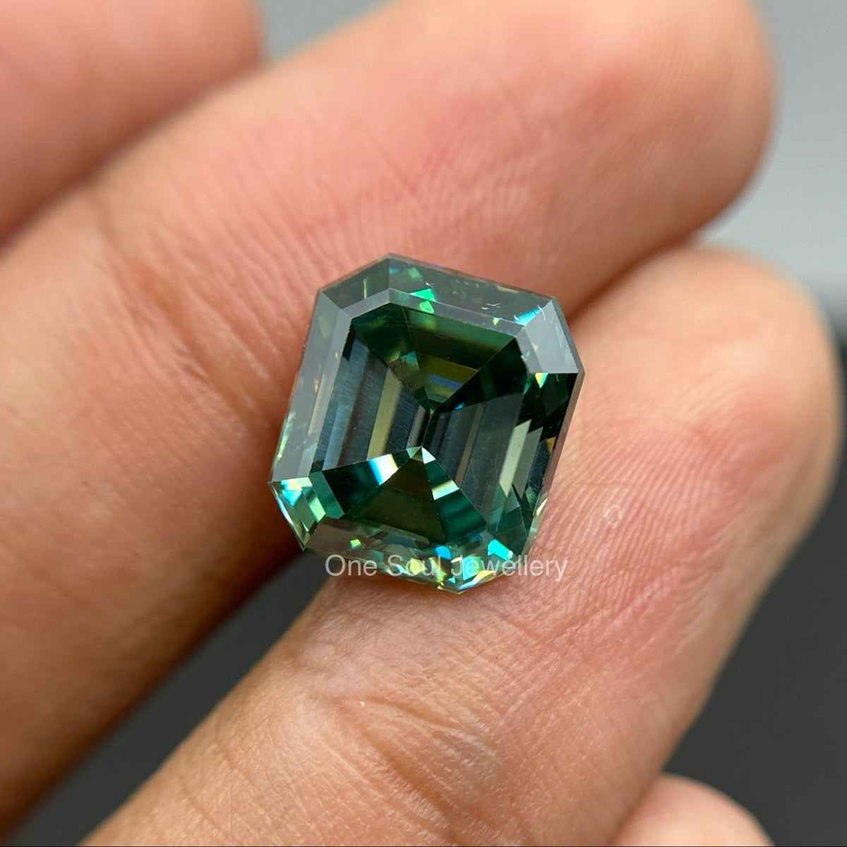 6.50 CT Emerald Cut Greenish Blue Loose Moissanite for Best Engagement Ring, Excellent Cut Handcrafted Moissanite, Fancy Green Stone