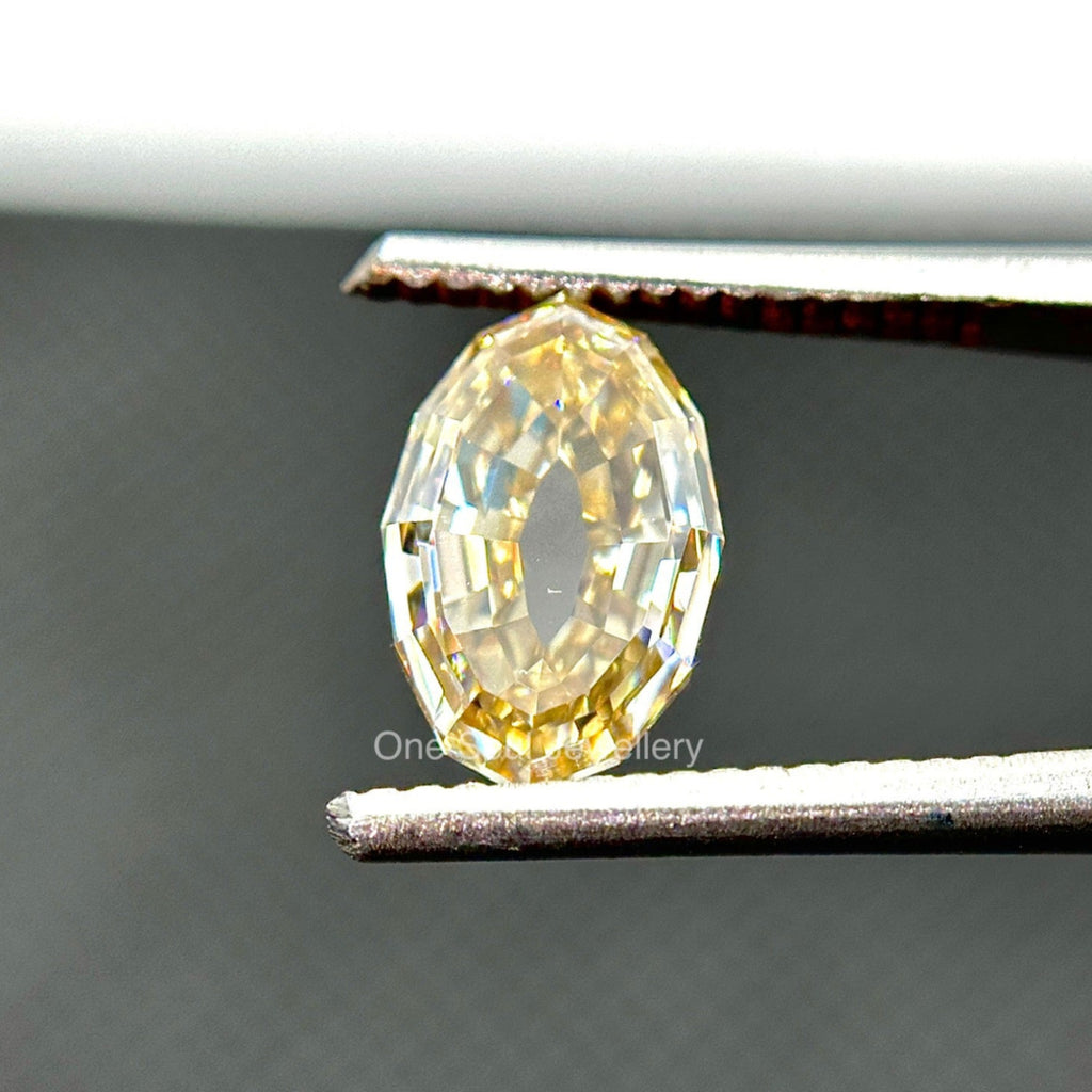 Vintage Step Cut Oval Yellow Moissanite, Custom made Moissanite for Engagement Ring & Wedding Jewelry, VVS Clarity Best Sparkling Moissanite