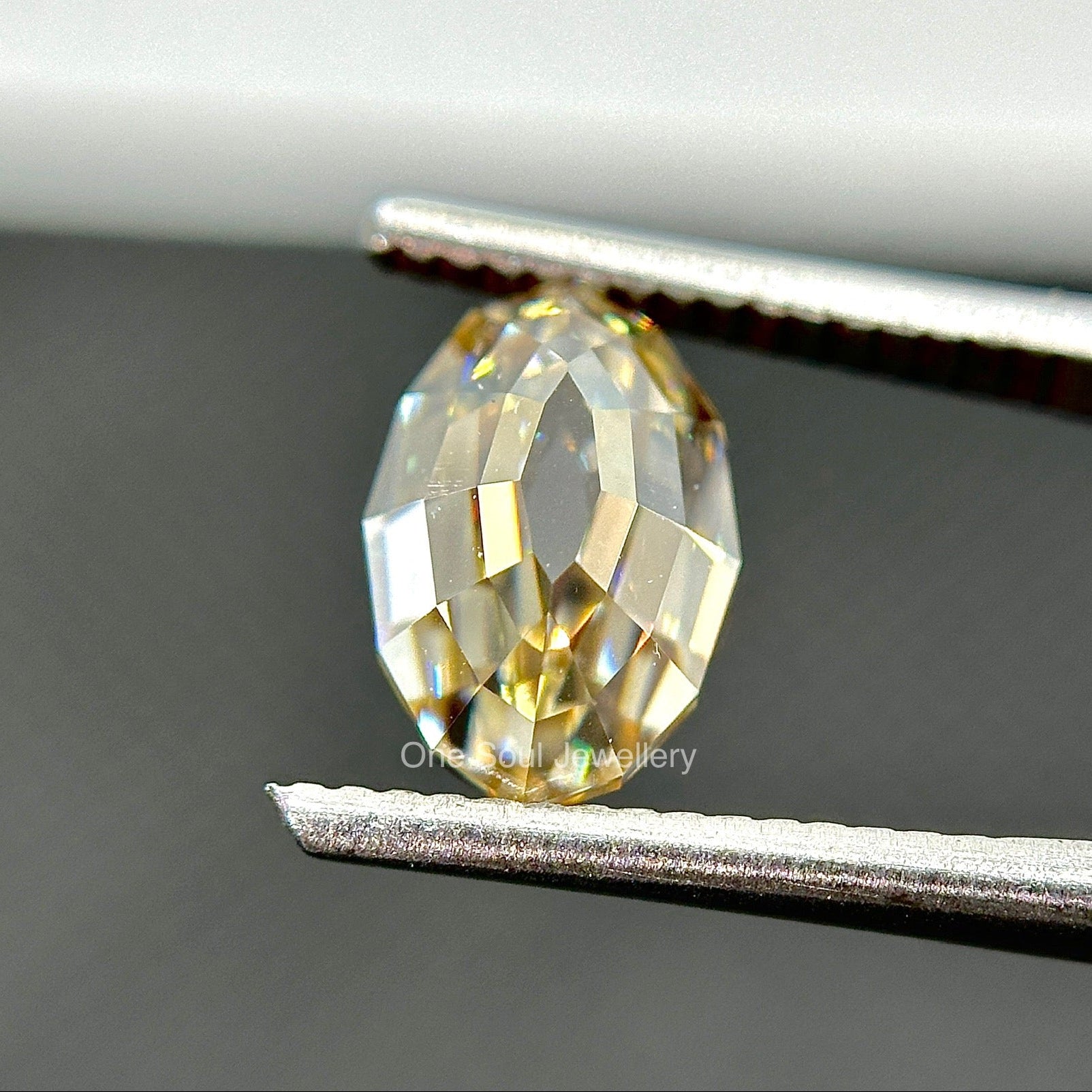 Vintage Step Cut Oval Yellow Moissanite, Custom made Moissanite for Engagement Ring & Wedding Jewelry, VVS Clarity Best Sparkling Moissanite