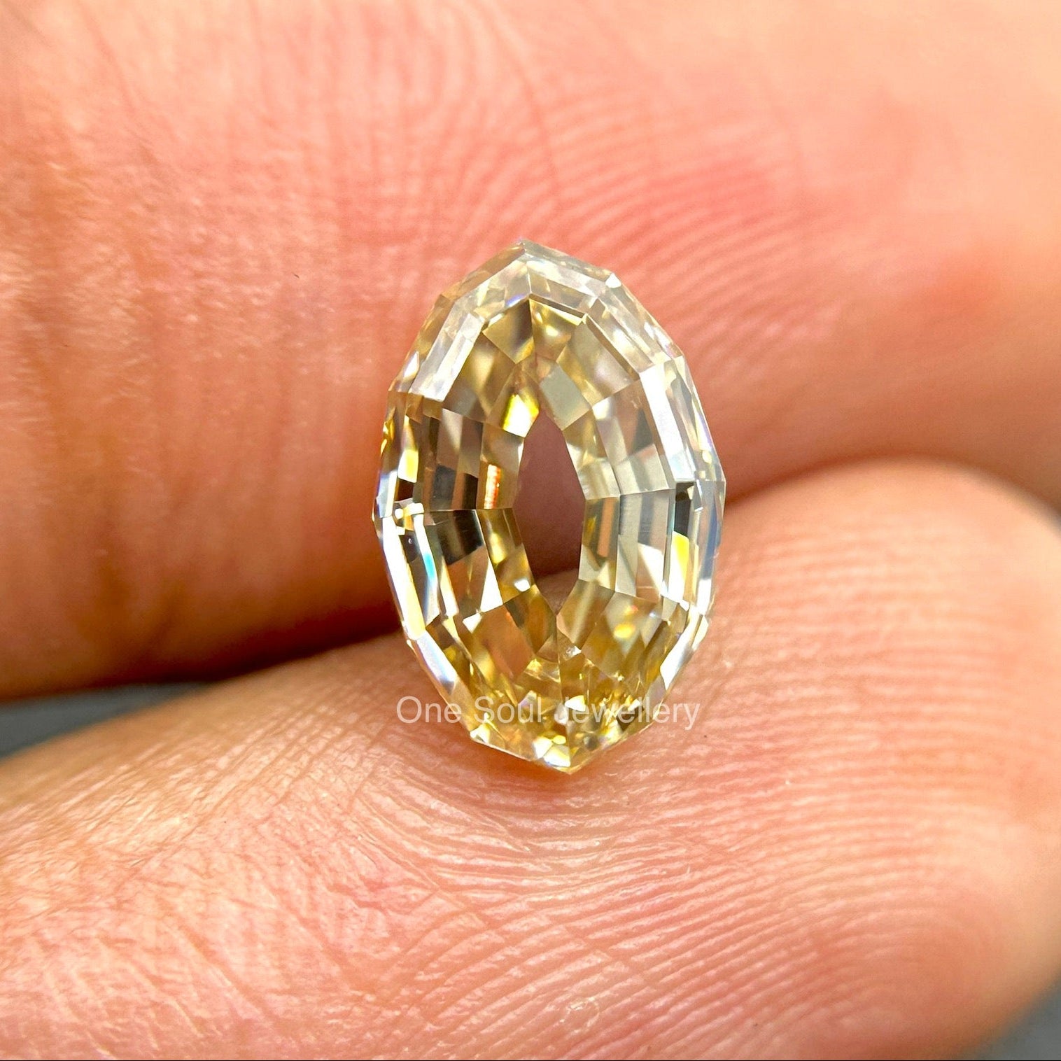 Vintage Step Cut Oval Yellow Moissanite, Custom made Moissanite for Engagement Ring & Wedding Jewelry, VVS Clarity Best Sparkling Moissanite