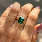 3.50 CT Emerald Cut Emerald Engagement Ring, May Birthstone Ring, Bezel Set Emerald Anniversary Ring For Women, Anniversary Gifts
