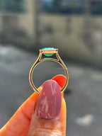 Lab Grown Emerald Gemstone Ring, Emerald Cut Bezel Set Wedding Ring, May Birthstone Ring for Women