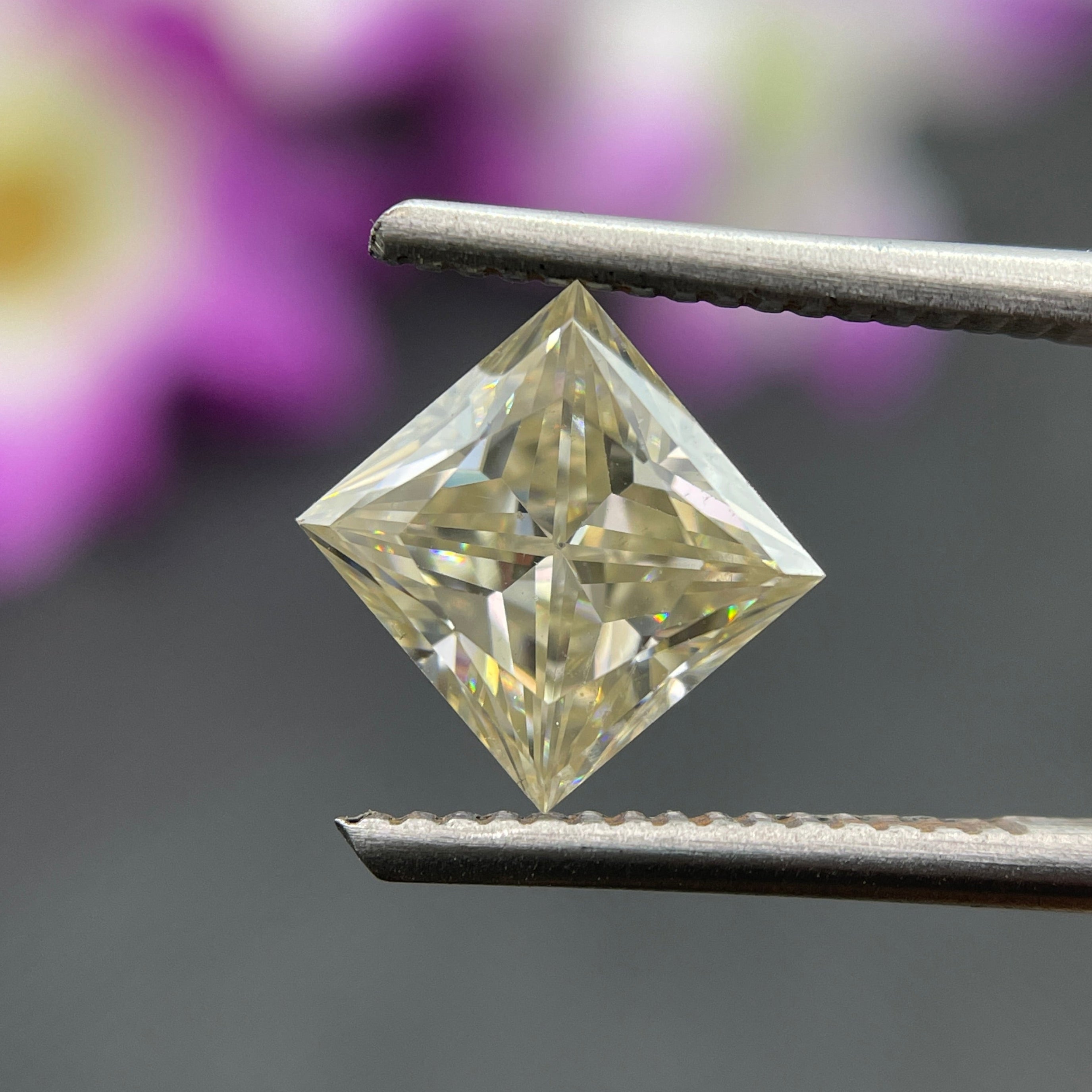 Light Yellow Princess Cut Loose Moissanite, VVS1 Grade Yellow Moissanite for Rings and Jewelry Making, Fancy Yellow Moissanite Diamond