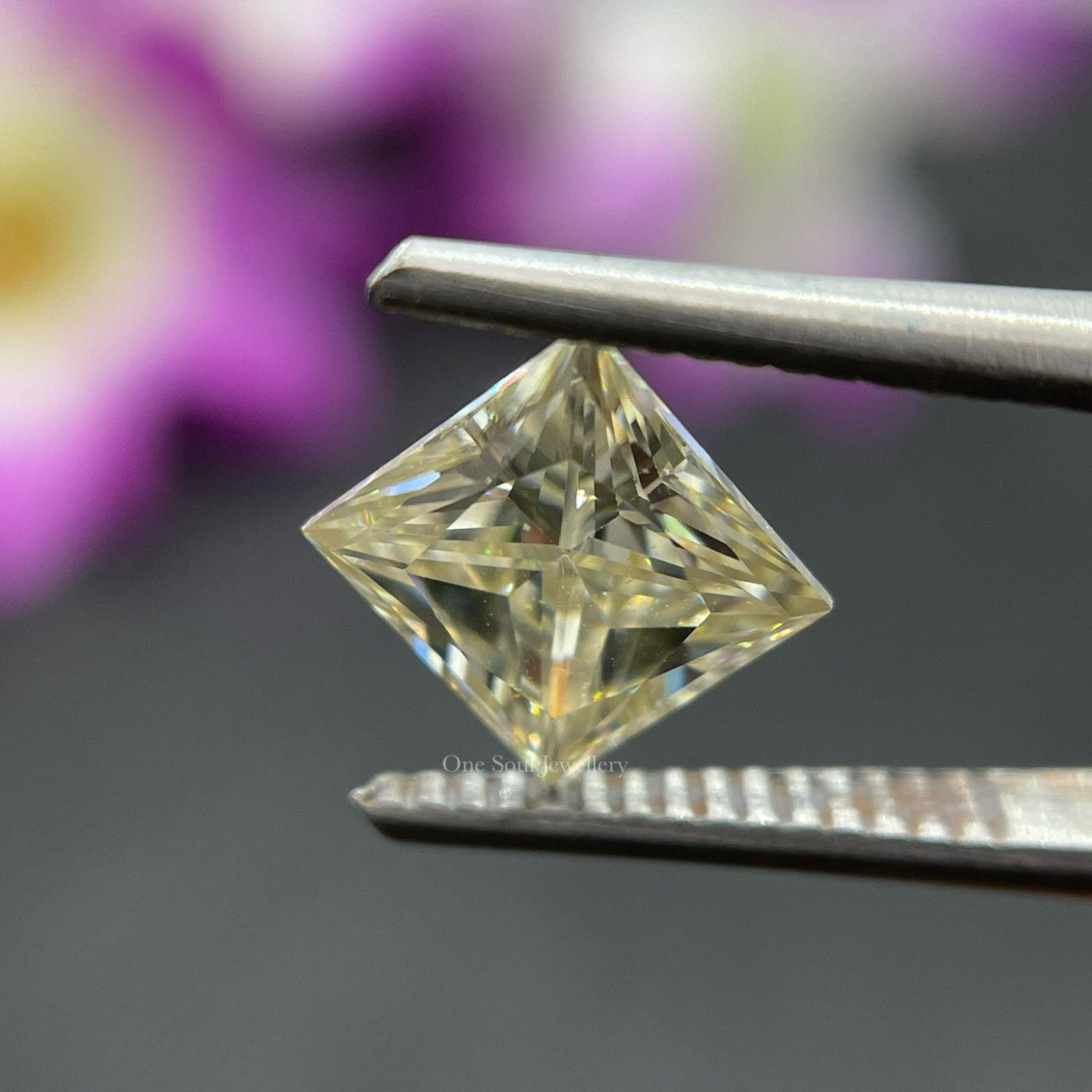 Light Yellow Princess Cut Loose Moissanite, VVS1 Grade Yellow Moissanite for Rings and Jewelry Making, Fancy Yellow Moissanite Diamond