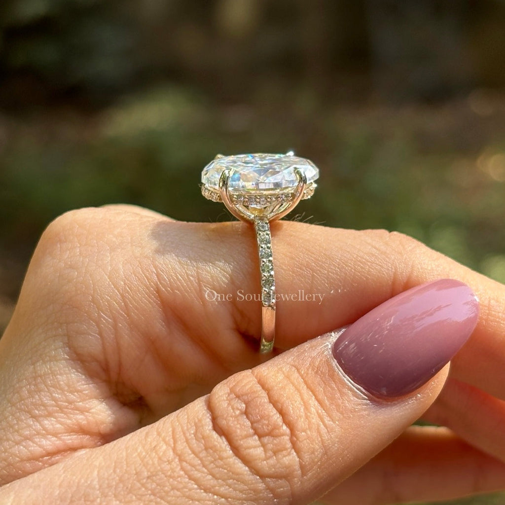 Colorless Oval Moissanite Engagement Ring, Hybrid Cut Oval Diamond Ring, Solitaire Wedding Ring, Proposal Ring, Trendy Oval Cut Ring