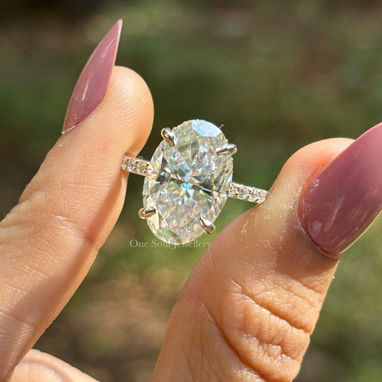 Colorless Oval Moissanite Engagement Ring, Hybrid Cut Oval Diamond Ring, Solitaire Wedding Ring, Proposal Ring, Trendy Oval Cut Ring
