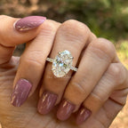 Colorless Oval Moissanite Engagement Ring, Hybrid Cut Oval Diamond Ring, Solitaire Wedding Ring, Proposal Ring, Trendy Oval Cut Ring