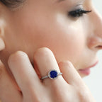 Azure Circle Rhodium-Plated 925 Sterling Silver Women's Ring (Adjustable)
