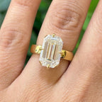 Old Mine Emerald Cut Moissanite Engagement Ring, 6.50 CT Krupp Cut Moissanite Ring, Thick Band Ring, Big Solitaire Celebrity Style Ring