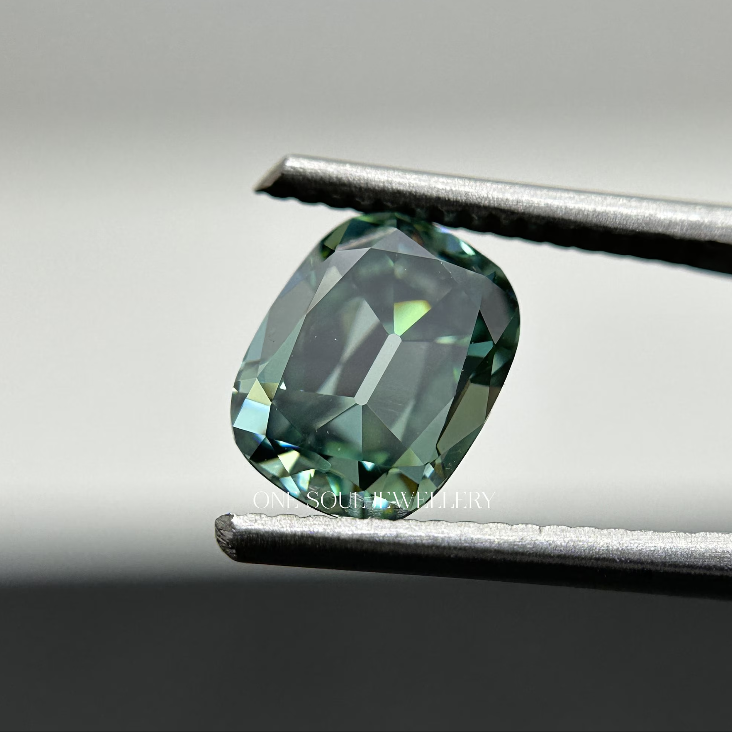 2.00 CT OMC Cushion Dark Green Loose Moissanite for Engagement Ring, Handcrafted Unique Moissanite, Fancy Color Stone, Gifts for Her