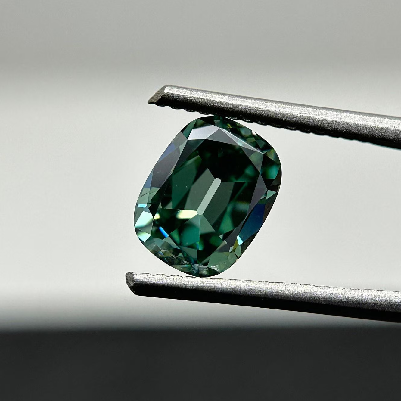 2.00 CT OMC Cushion Dark Green Loose Moissanite for Engagement Ring, Handcrafted Unique Moissanite, Fancy Color Stone, Gifts for Her