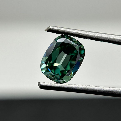 2.00 CT OMC Cushion Dark Green Loose Moissanite for Engagement Ring, Handcrafted Unique Moissanite, Fancy Color Stone, Gifts for Her