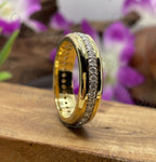 6MM yellow gold cigar band with pavé set round brilliant moissanite — full eternity wedding ring, handcrafted in solid 14K gold