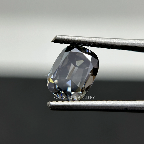 2.00 CT Grey OMC Elongated Cushion Stone, Old Mine Cut Loose Moissanite For Making Customized Engagement Ring, Grey Stone For Earrings