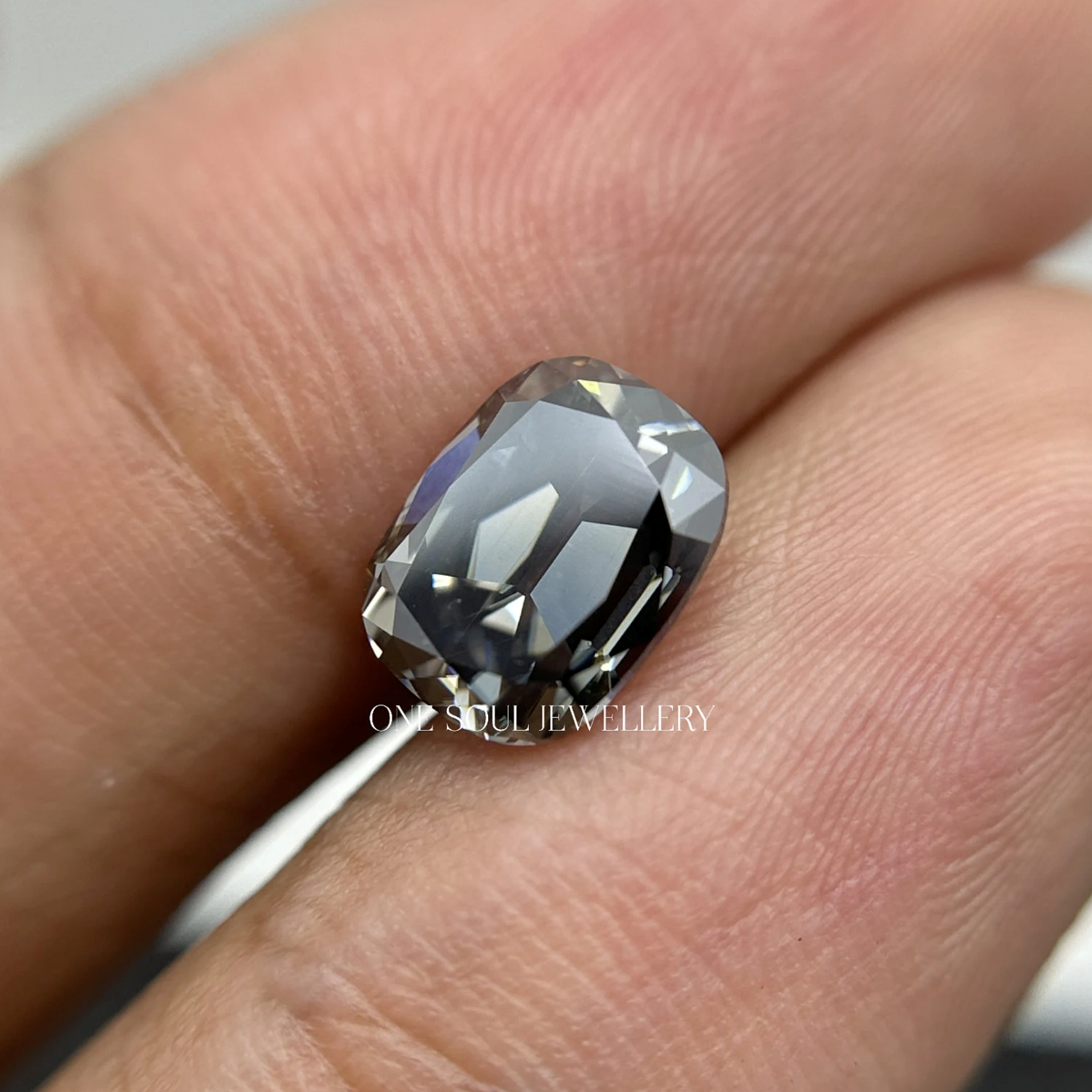2.00 CT Grey OMC Elongated Cushion Stone, Old Mine Cut Loose Moissanite For Making Customized Engagement Ring, Grey Stone For Earrings