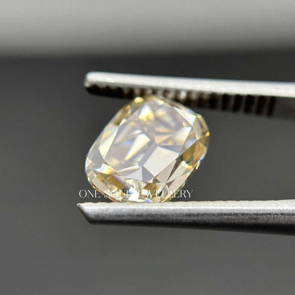 2.00CT Antique Elongated OMC Yellow Moissanite, Old Mine Cut Loose Moissanite for Engagement Ring/ Earrings/ Jewelry, Anniversary Gifts