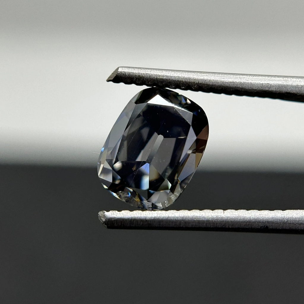 2.00 CT Grey OMC Elongated Cushion Stone, Old Mine Cut Loose Moissanite For Making Customized Engagement Ring, Grey Stone For Earrings