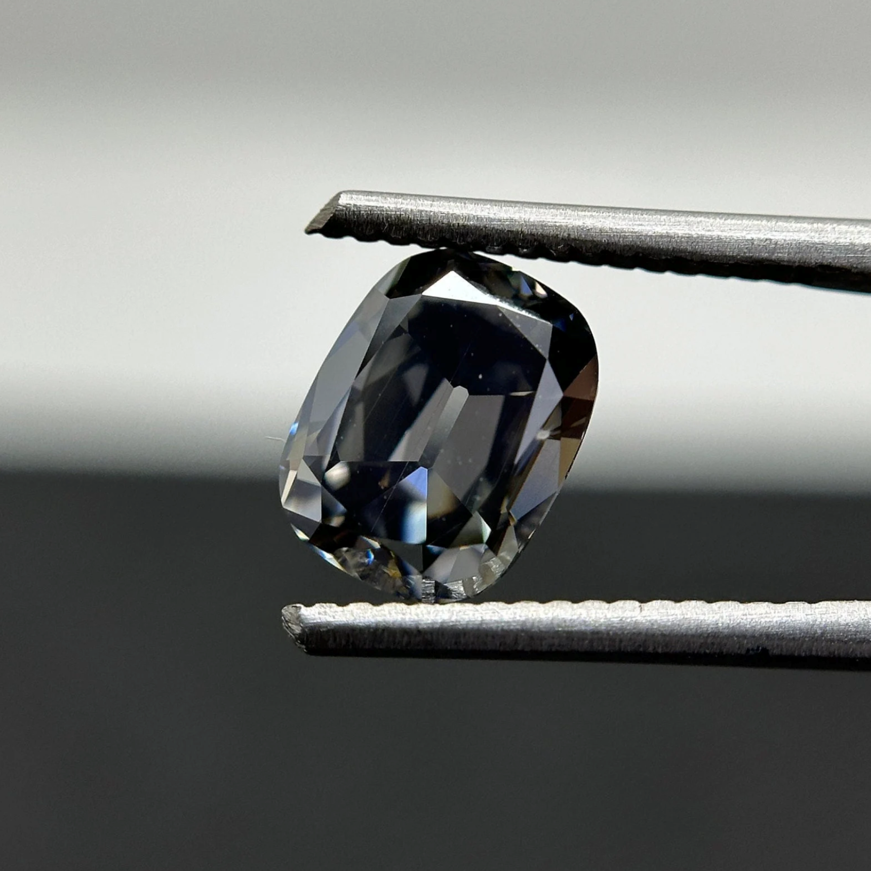 2.00 CT Grey OMC Elongated Cushion Stone, Old Mine Cut Loose Moissanite For Making Customized Engagement Ring, Grey Stone For Earrings