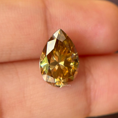 3.70 CT Dark Champagne Pear Cut Loose Moissanite, Antique Cut Moissanite for Engagement Ring, Wedding Jewelry, Anniversary Gifts for Women