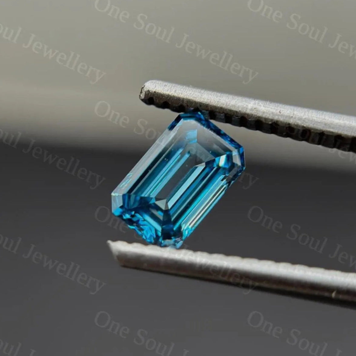 0.70 CT Emerald Cut Lab Grown Diamond, Custom Made Engagement Ring, Rare Fancy Vivid Blue Diamond, Loose Lab Grown Diamond, Gift for Her