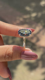 6.50 CT Dark Gray Oval Moissanite Engagement Ring, Oval Cut Wedding Ring, Proposal Ring