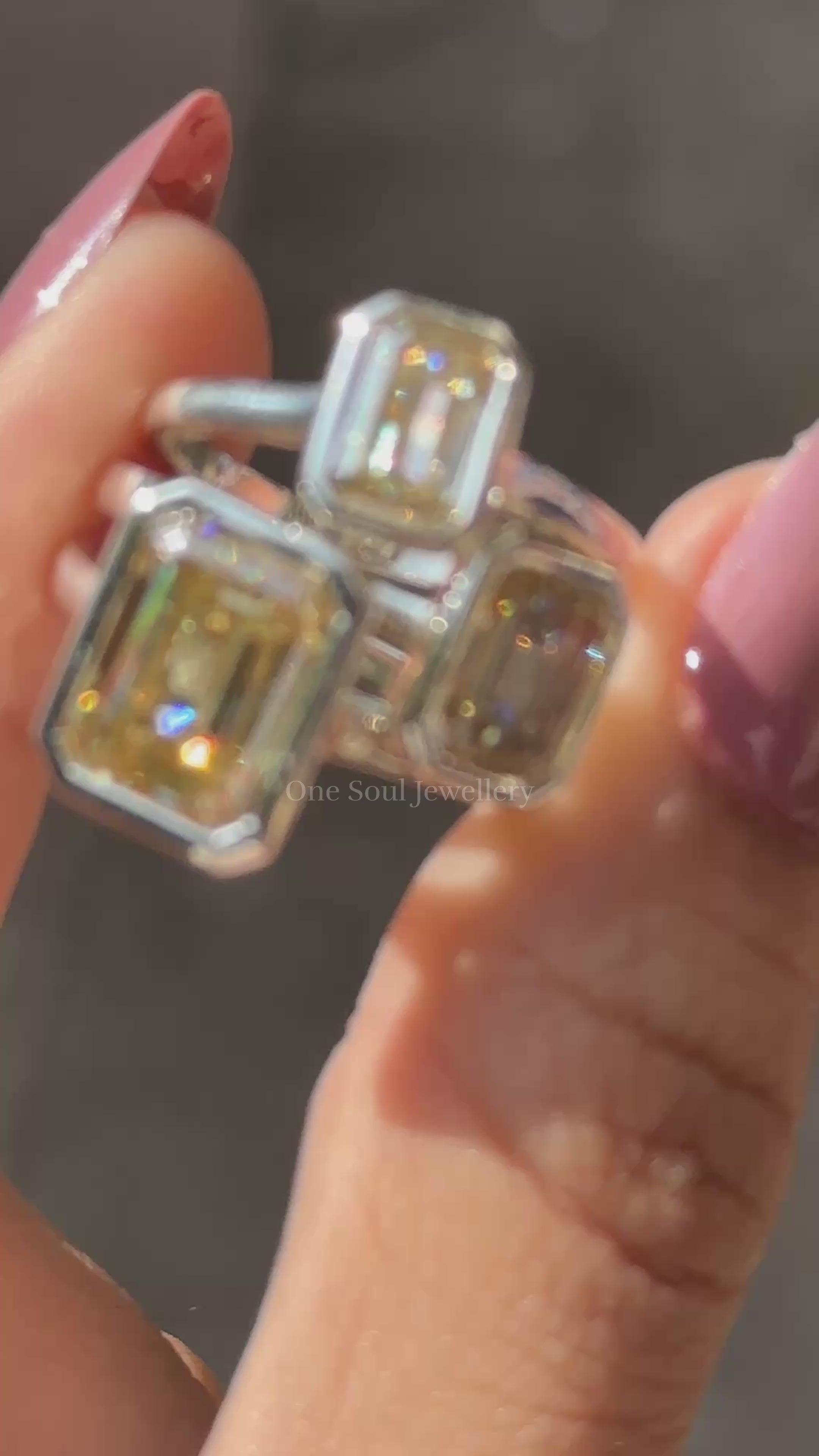 Canary Yellow Emerald Cut Moissanite Ring, Solitaire Engagement Ring, Bezel Set, Bridal Ring, Proposal Ring