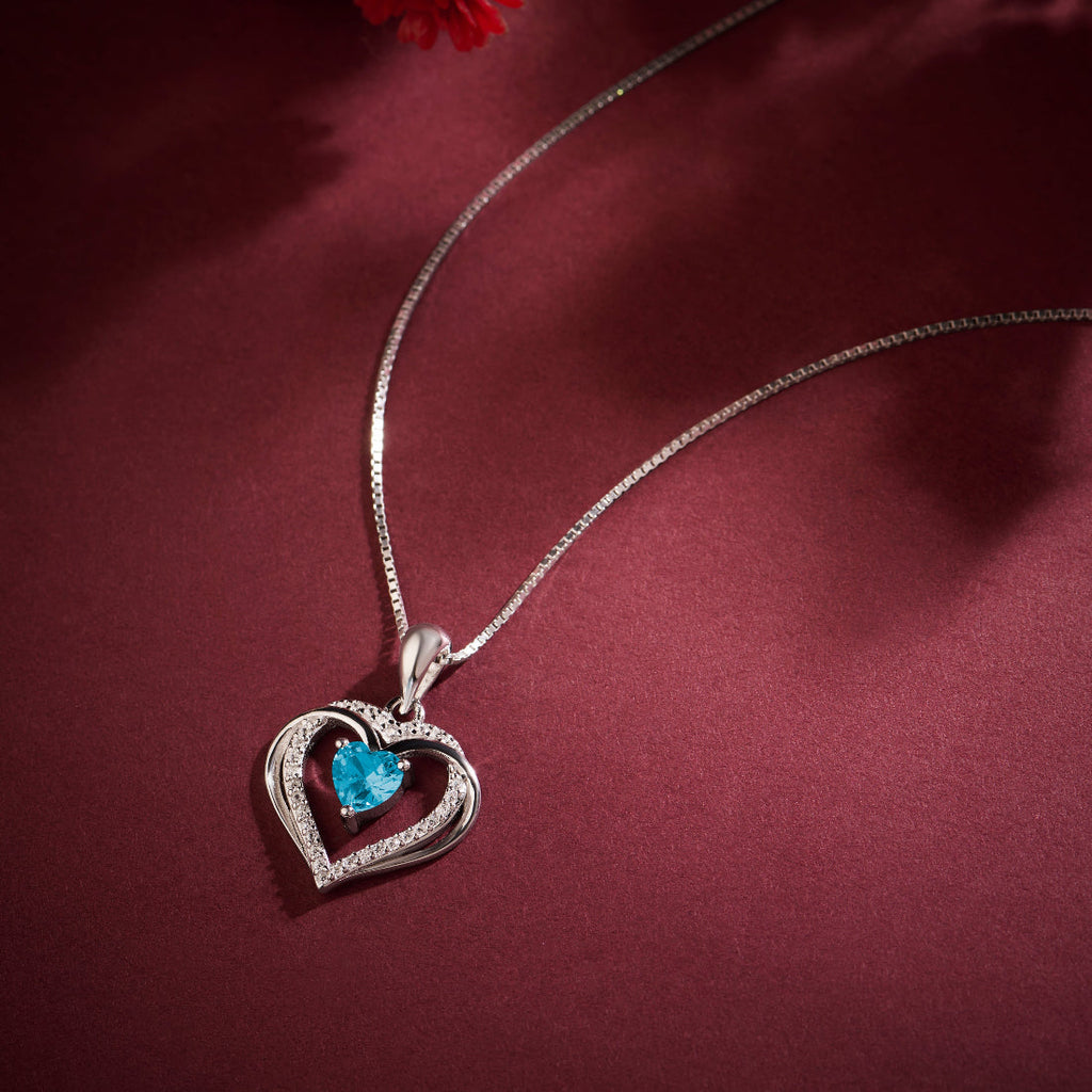 The Dancing Ocean Heart Rhodium Plated Necklace